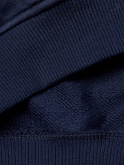 Benetton Boys Blue Logo Hooded 100% Cotton Sweatshirt - Image 3 of 3