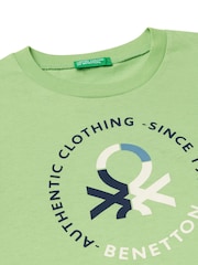 Benetton Boys Logo Print 100% Cotton T-Shirt - Image 3 of 3