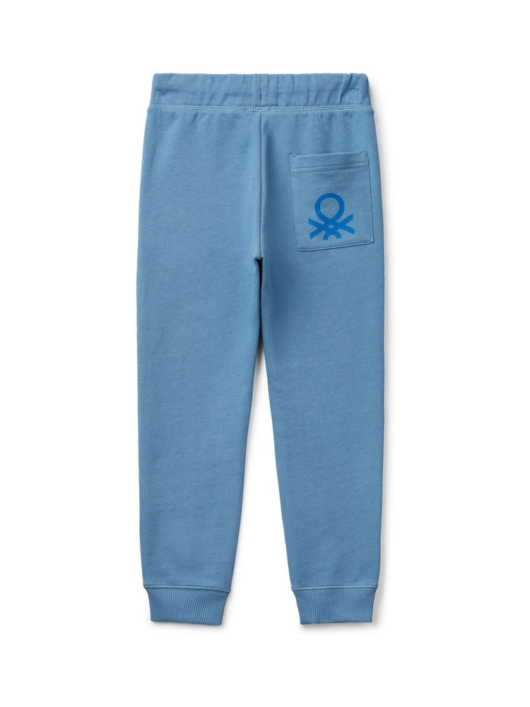 Benetton Boys Blue Drawstring 100% Cotton Joggers - Image 1 of 3