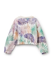 Benetton Girls All Over Pattern 100% Cotton White Sweatshirt - Image 2 of 3