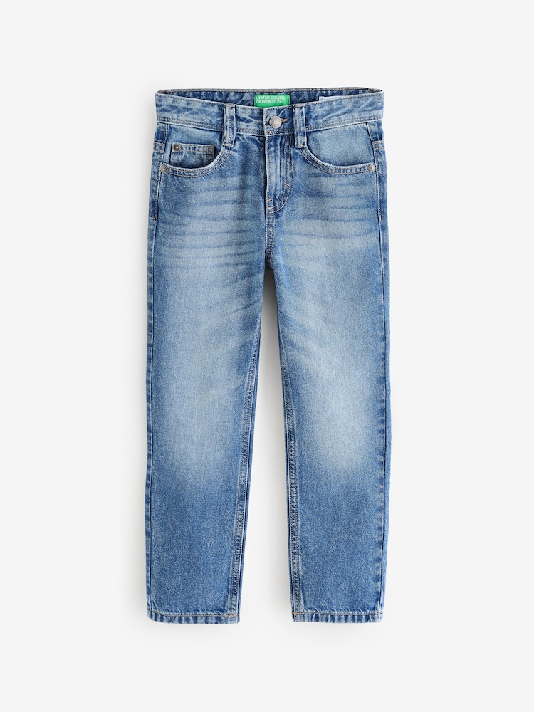 Benetton Boys Blue Straight Fit 100% Cotton Jeans - Image 1 of 3