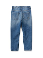Benetton Boys Blue Straight Fit 100% Cotton Jeans - Image 2 of 3