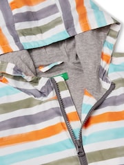 Benetton Boys Striped Zip White Jacket - Image 3 of 3