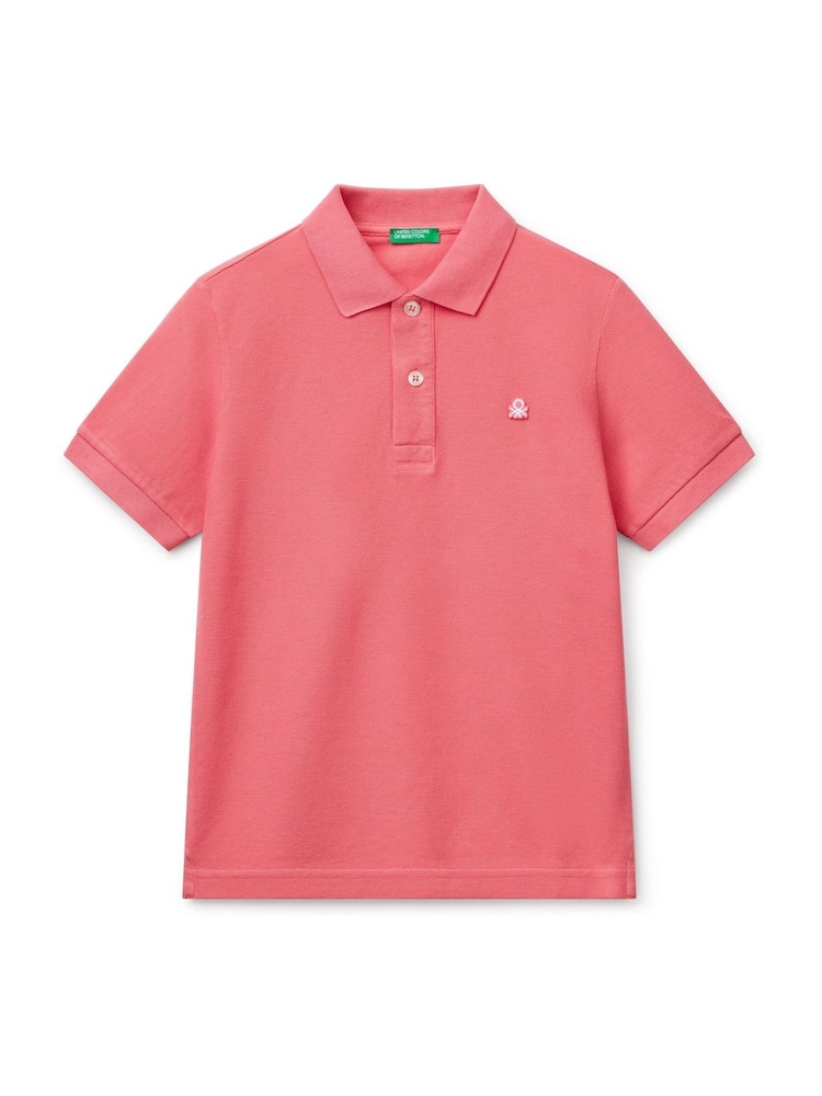 Benetton Boys Pique 100% Cotton Polo Shirt - Image 3 of 4