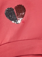 Benetton Girls Pull On Pink Heart Sweatshirt - Image 3 of 3