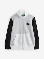 Benetton Boys Grey Zip Up 100% Cotton Sweatshirt - Image 1 of 1