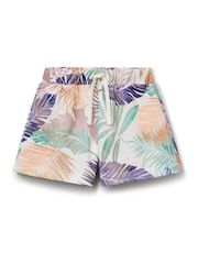 Benetton Girls All-Over Pattern 100% Cotton White Shorts - Image 1 of 3