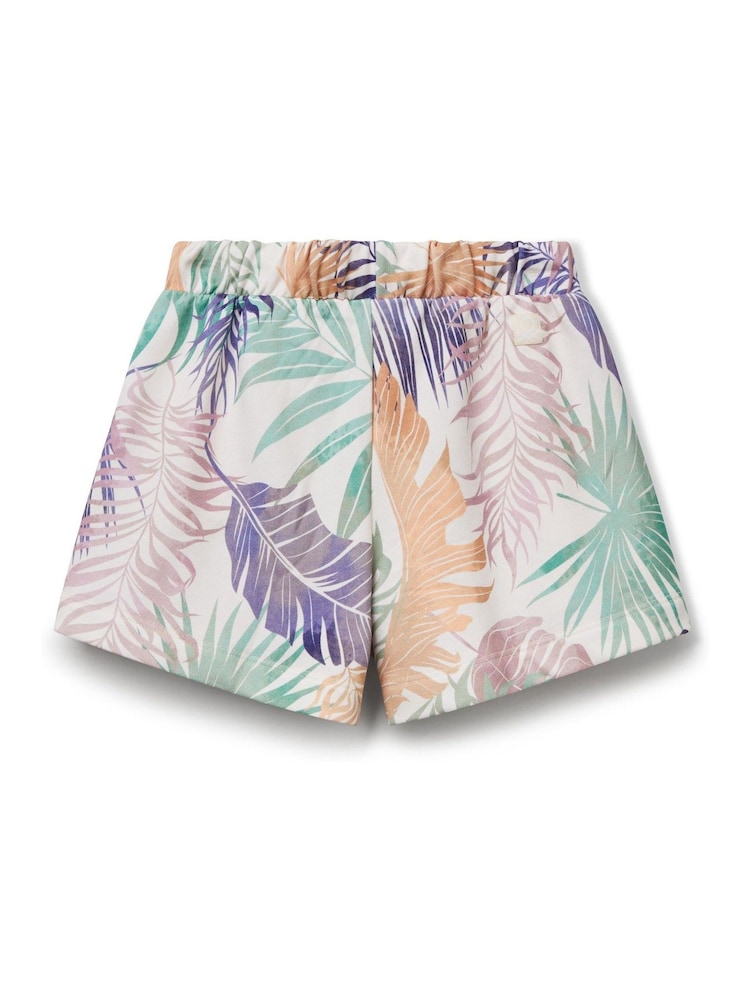 Benetton Girls All-Over Pattern 100% Cotton White Shorts - Image 2 of 3