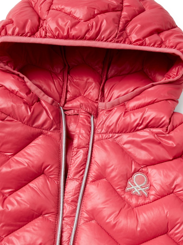 Benetton Girls Pink Quilted Gilet - Image 3 of 3