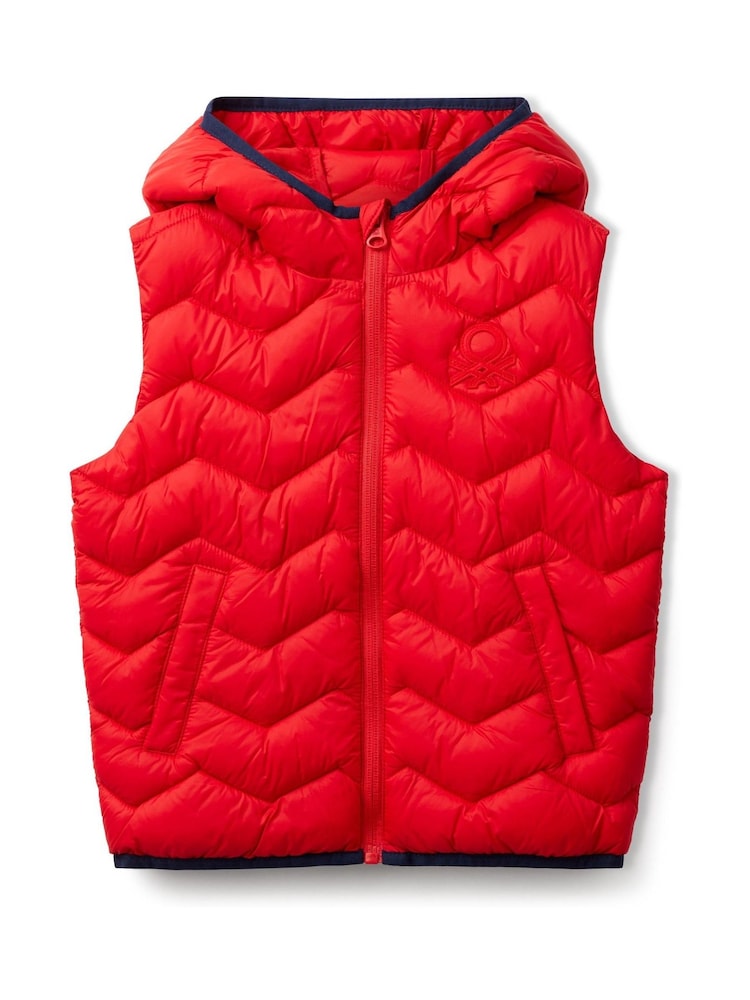 Rood - Benetton Younger Boys Puffer Gilet - Image 1 of 3
