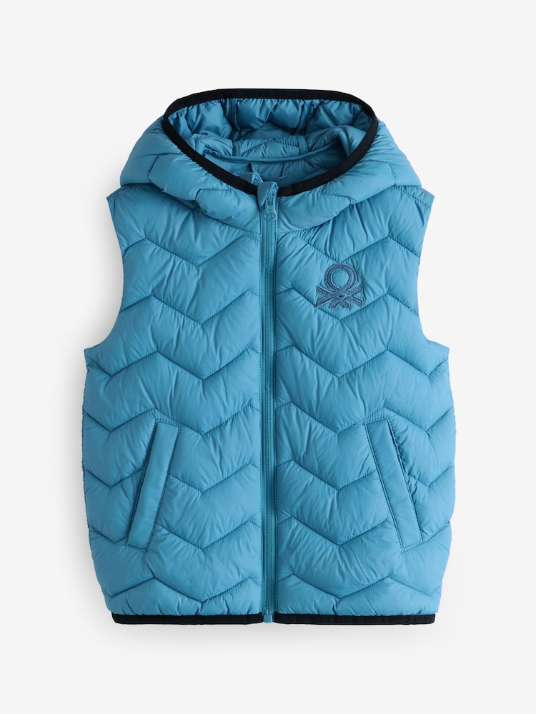Blauw - Benetton Younger Boys Puffer Gilet - Image 1 of 3