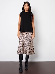 Threadbare Brown Satin Midi Skirt - Image 2 of 4