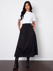 Threadbare Black Midi Skirt with Pockets - Image 1 of 4