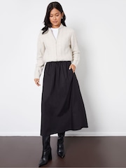 Threadbare Black Midi Skirt with Pockets - Image 2 of 4