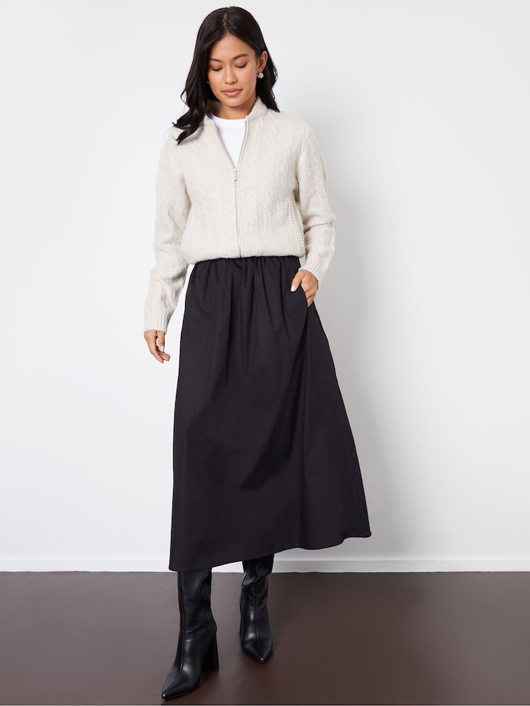 Threadbare Black Midi Skirt with Pockets - Image 2 of 4