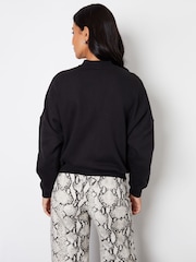 Threadbare Black Zip-Up Sweat Bomber Jacket - Image 2 of 4