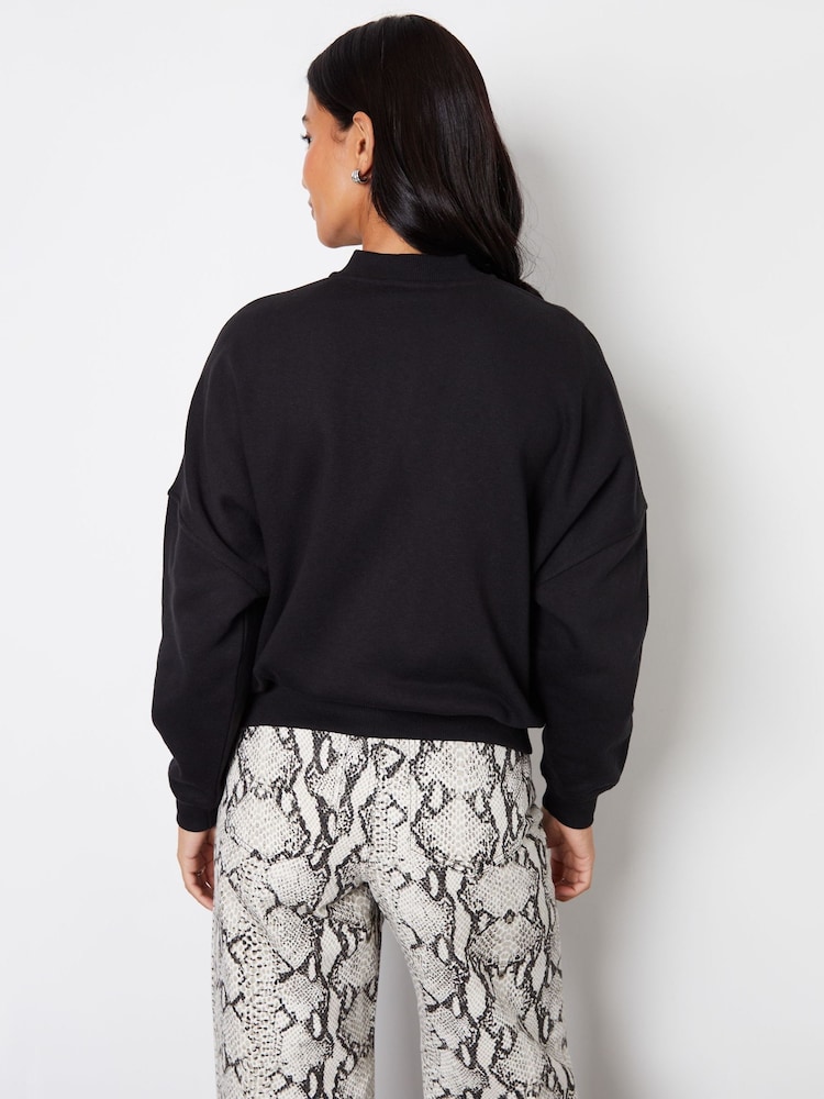 Threadbare Black Zip-Up Sweat Bomber Jacket - Image 2 of 4