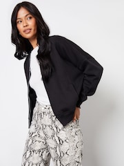 Threadbare Black Zip-Up Sweat Bomber Jacket - Image 3 of 4
