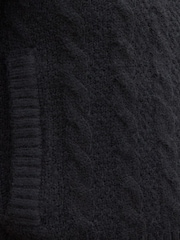 Threadbare Black Zip-Up Cable Knit Bomber Jacket - Image 5 of 5