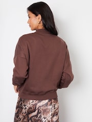 Threadbare Brown Zip-Up Sweat Bomber Jacket - Image 2 of 5