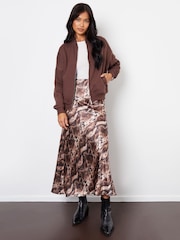 Threadbare Brown Zip-Up Sweat Bomber Jacket - Image 4 of 5