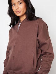 Threadbare Brown Zip-Up Sweat Bomber Jacket - Image 5 of 5