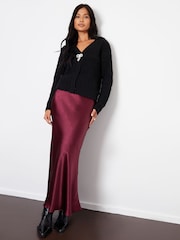 Threadbare Red Maxi Satin Slip Skirt - Image 1 of 4