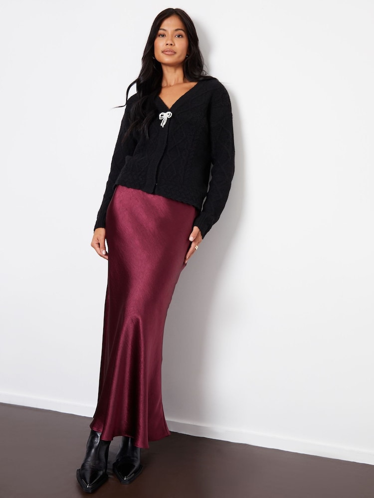 Threadbare Red Maxi Satin Slip Skirt - Image 1 of 4