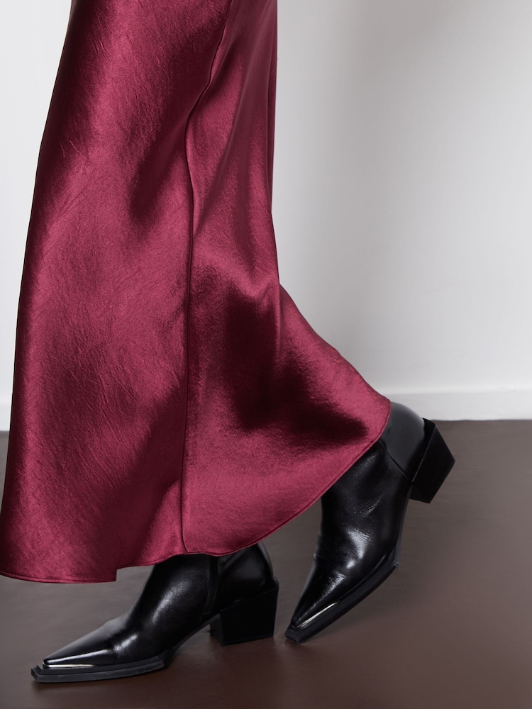 Threadbare Red Maxi Satin Slip Skirt - Image 4 of 4