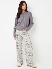 Threadbare Grey Snake Print Wide Leg 100% Cotton Jeans - Image 1 of 4