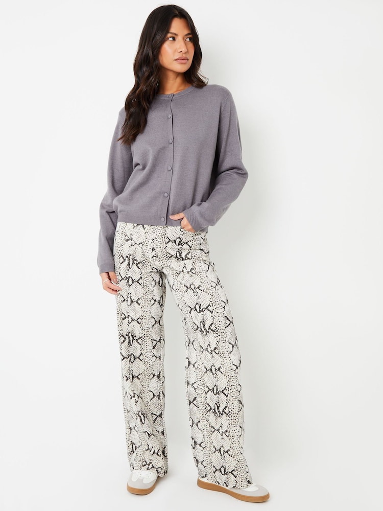 Threadbare Grey Snake Print Wide Leg 100% Cotton Jeans - Image 1 of 4