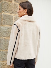 Threadbare Natural Faux Fur Toggle Coat - Image 5 of 6