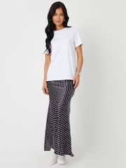 Threadbare Black Polka Dot Maxi Satin Slip Skirt - Image 2 of 4