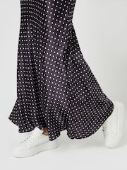 Threadbare Black Polka Dot Maxi Satin Slip Skirt - Image 3 of 4