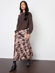 Threadbare Snake Print Maxi Satin Slip Skirt - Image 1 of 5
