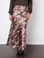Threadbare Snake Print Maxi Satin Slip Skirt - Image 2 of 5
