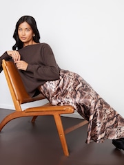 Threadbare Snake Print Maxi Satin Slip Skirt - Image 4 of 5