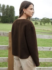 Marrón - Chaqueta de borreguito con cierre de trenca de Threadbare - Imagen 2 de 4