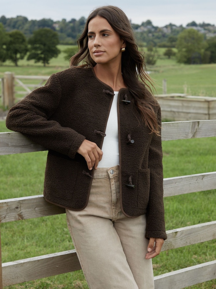 Buy Threadbare Brown Borg Fleece Toggle Jacket from the Next UK