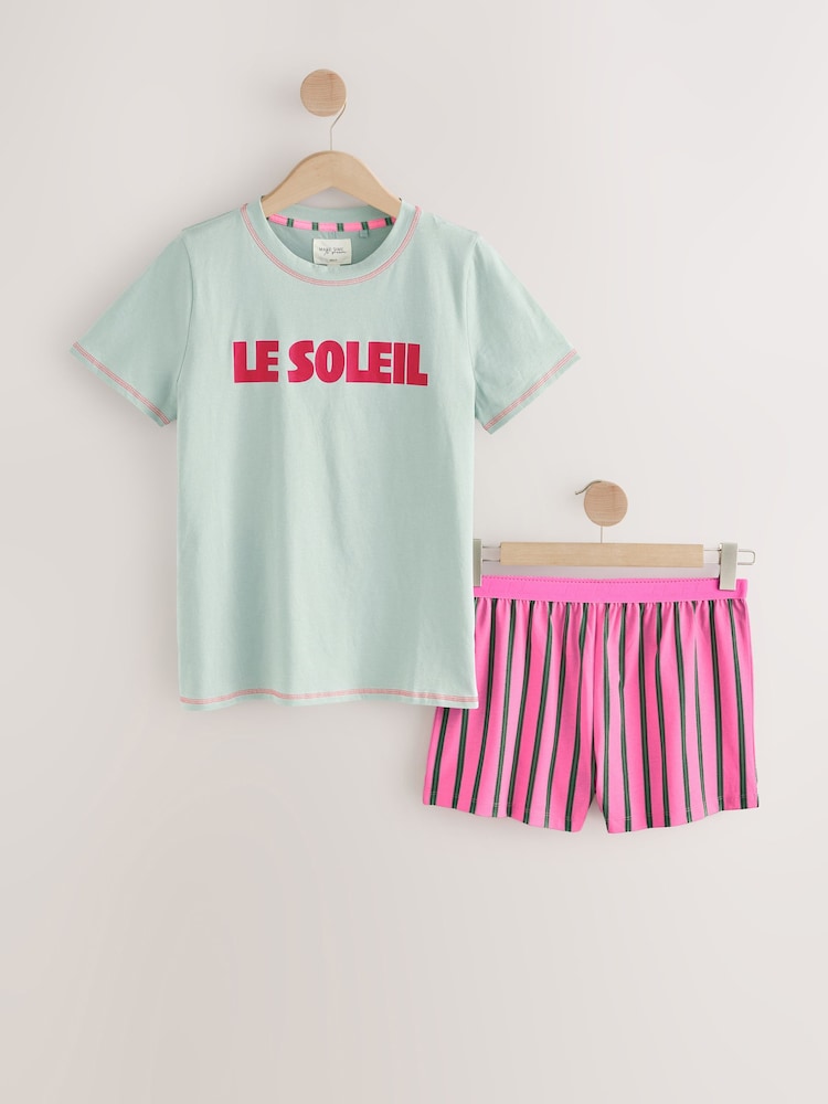 Bleu/Rose Rayé - Ensemble de pyjama short - Image 6 of 8