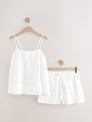 White 100% Cotton Gingham Cami Short Set Pyjamas - Image 10 of 13