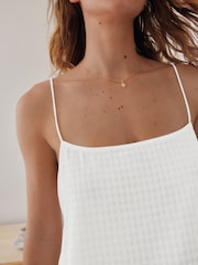 White 100% Cotton Gingham Cami Short Set Pyjamas - Image 7 of 13