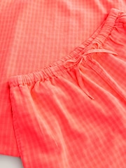 Fluro Pink 100% Cotton Gingham Cami Short Set Pyjamas - Image 10 of 10