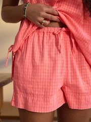 Fluro Pink 100% Cotton Gingham Cami Short Set Pyjamas - Image 5 of 10