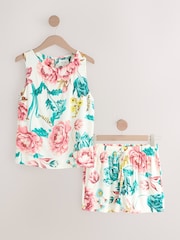 Ecru Floral Print Viscose Short Set Pyjamas - Image 6 of 8