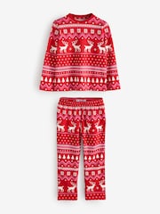 Society 8 Red Girls Fairisle Pattern Christmas Pyjamas - Image 1 of 1