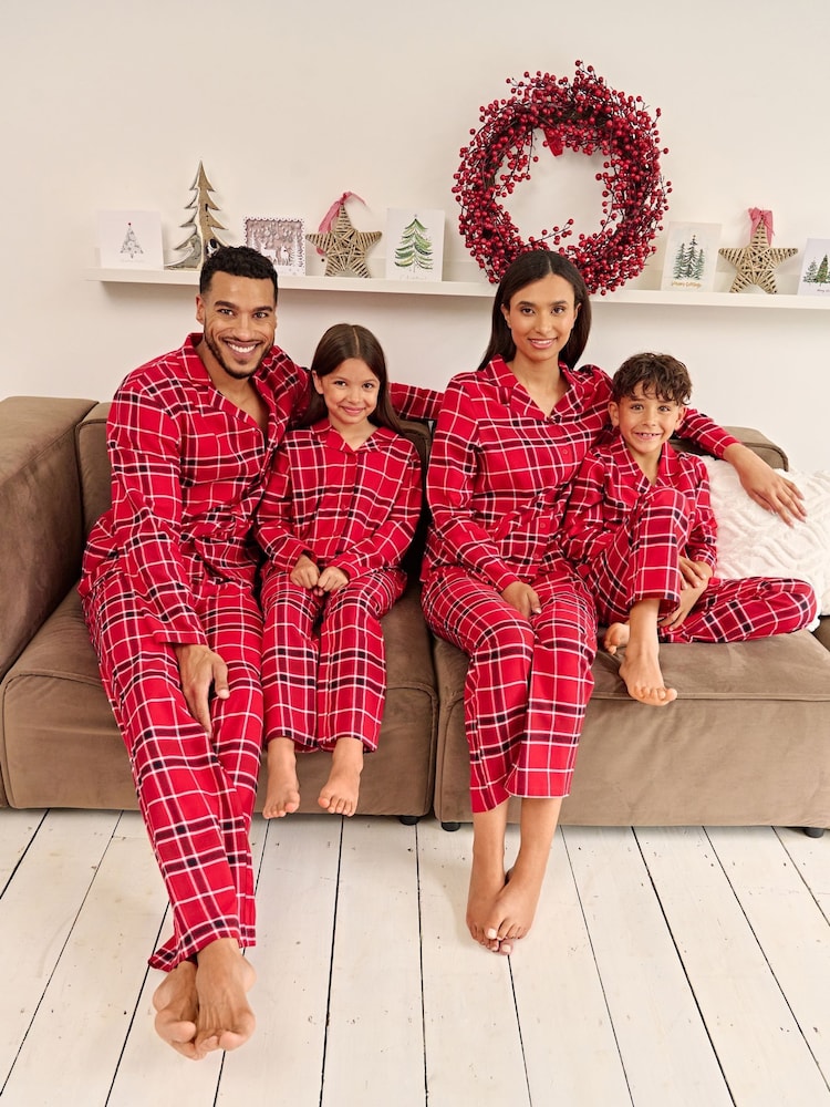 Rot - Society 8 Weihnachtspyjama aus 100 % Baumwollflanell - Bild 2 von 6 Rot - Society 8 Weihnachtspyjama aus 100 % Baumwollflanell - Bild 2 von 6