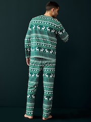 Society 8 Green Mens Fairisle Pattern Christmas Pyjamas - Image 2 of 4