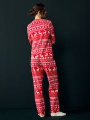 Society 8 Red Ladies Fairisle Christmas Pyjamas - Image 3 of 4
