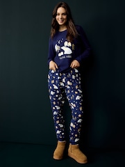 Society 8 Blue Ladies Festive Vibes Christmas Bear Pyjamas - Image 2 of 4